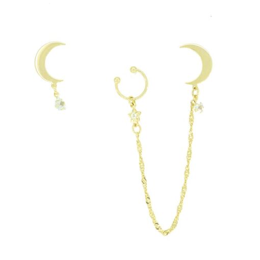 BR LUA C/ DET CORR E FAKE PIERCING FOLHEADO A OURO 18K