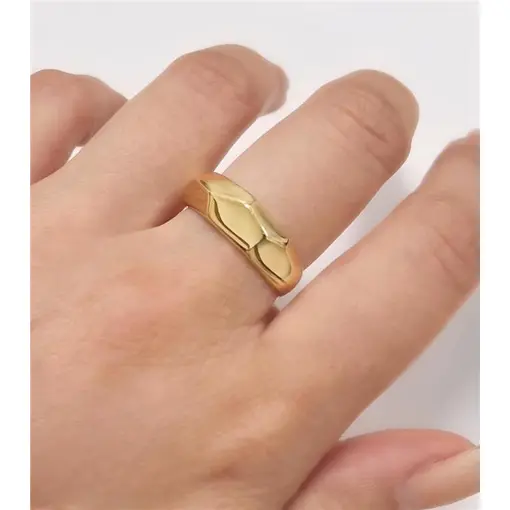 ANEL ORGANICO TIPO ALIANÇA FOLHEADO A OURO 18K