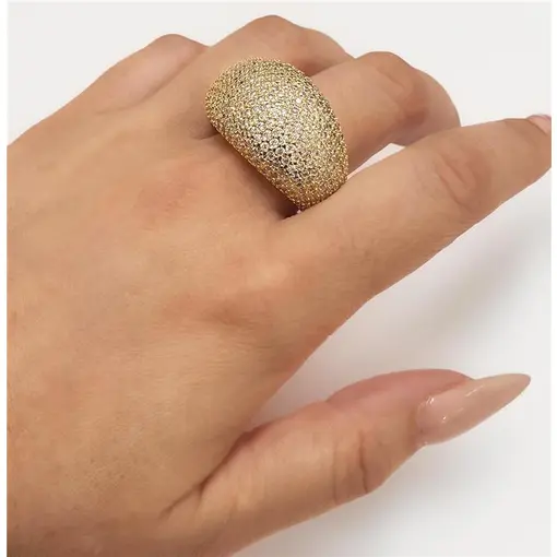 ANEL BOLHA CRAVEJADO  FOLHEADO A OURO 18K