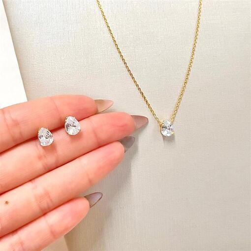 CONJ GOTA CRISTAL FOLHEADO A OURO 18K