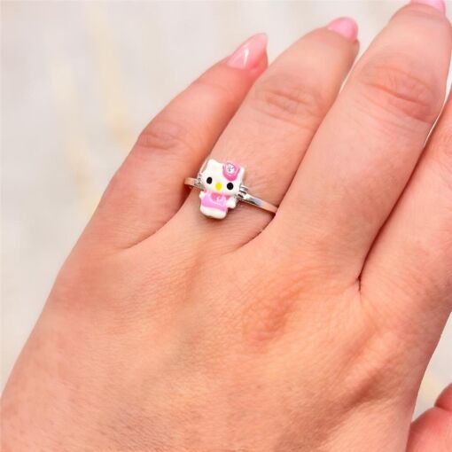 ANEL INF HELLO KITTY RESINADO PRATA 925