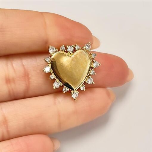 PING CORAÇÃO CRAVEJADO C/ STRASS FOLHEADO A OURO 18K