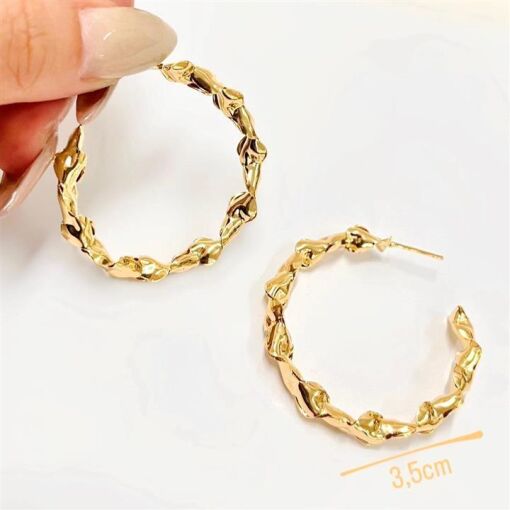 BR ARGOLA 3,5CM CORAÇÕES FOLHEADO A OURO 18K