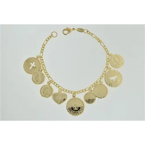 PULSEIRA RELIGIOSA FOLHEADO A PRATA