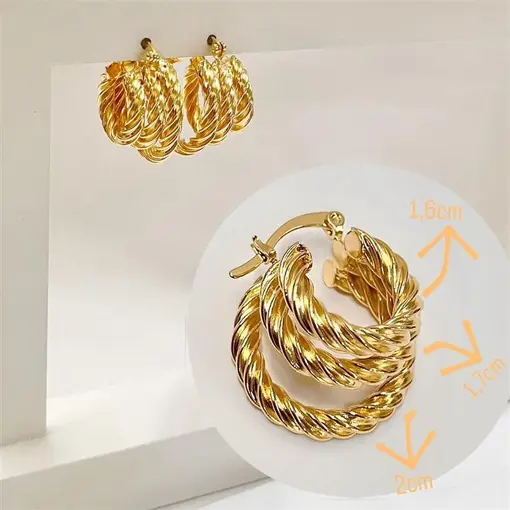 BR EARCUFF ARGOLAS TORCIDAS FOLHEADO A OURO 18K