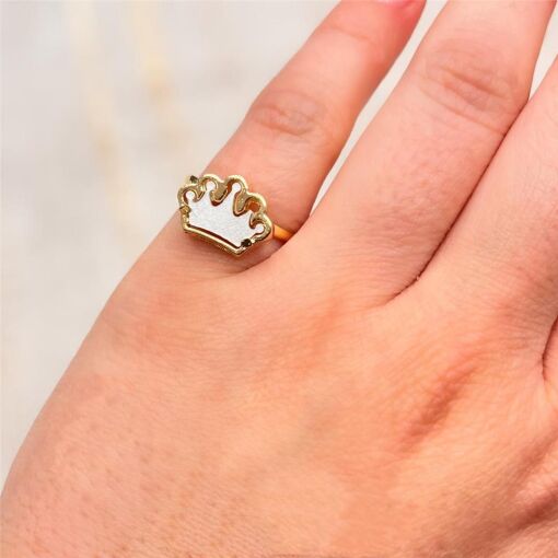 ANEL COROA MADREPEROLA FOLHEADO A OURO 18K