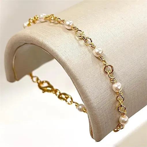 PUL INFANTIL PÉROLAS FOLHEADO A OURO 18K