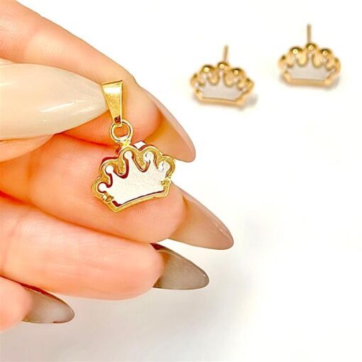 PING COROA MADREPEROLA FOLHEADO A OURO 18K