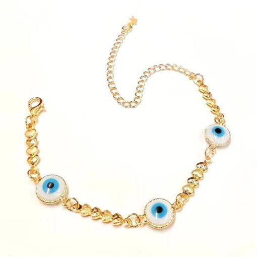 PUL CORAÇÕES C/ OLHO GREGO 8MM FOLHEADO A OURO 18K