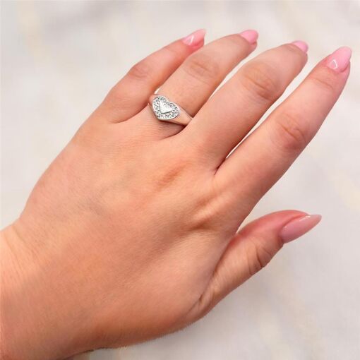 ANEL CORAÇÃO COM ZIRCONIAS PRATA 925