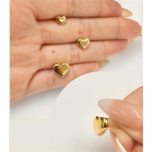 TRIO CORAÇÃO LISO FOLHEADO A OURO 18K
