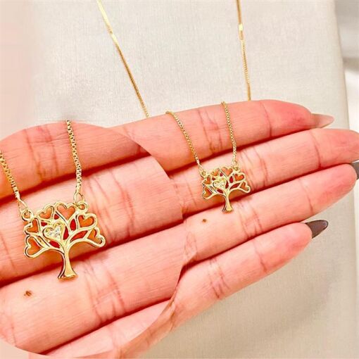 GARG ÁRVORE DA VIDA C/ CORAÇÃO  FOLHEADO A OURO 18K