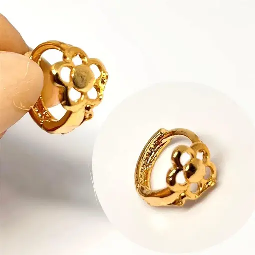BR ARG PEQ C/ FLOR VAZ  FOLHEADO A OURO 18K