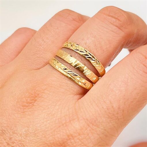 ANEL DIAMANTADO 3 AROS FOLHEADO A OURO 18K
