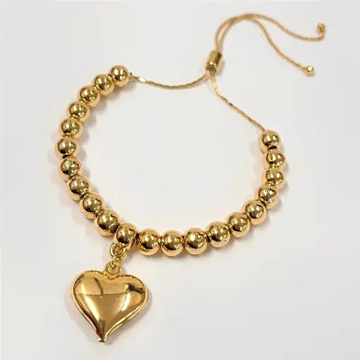 PUL GRAVATA C/ CORAÇÃO CHEIO PEND FOLHEADO A OURO 18K