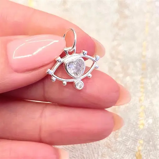 PINGENTE OLHO GREGO C/ ZIRCONIA PRATA 925