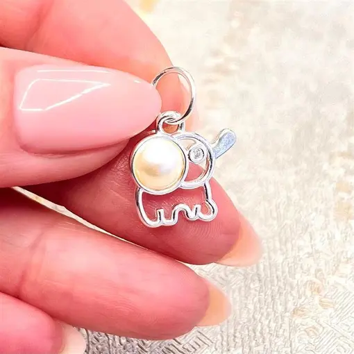 PINGENTE ELEFANTE C/ PEROLA PRATA 925