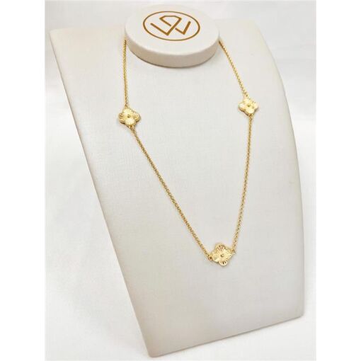 GARG C/ 3 TREVOS RISCADOS  FOLHEADO A OURO 18K