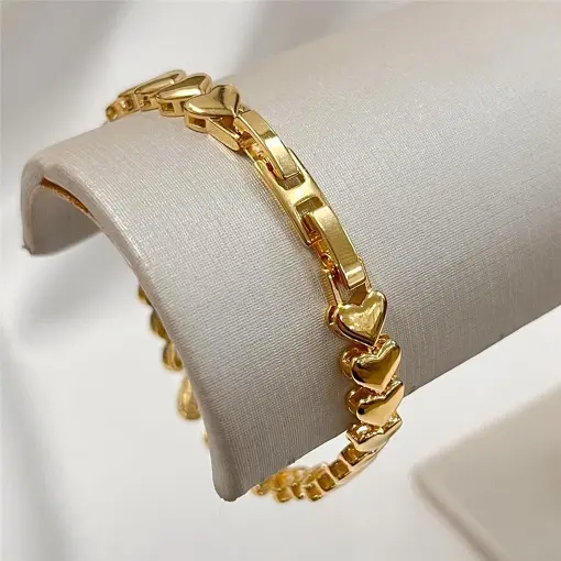 PUL CORAÇÕES LISOS E CRAVEJADO  FOLHEADO A OURO 18K