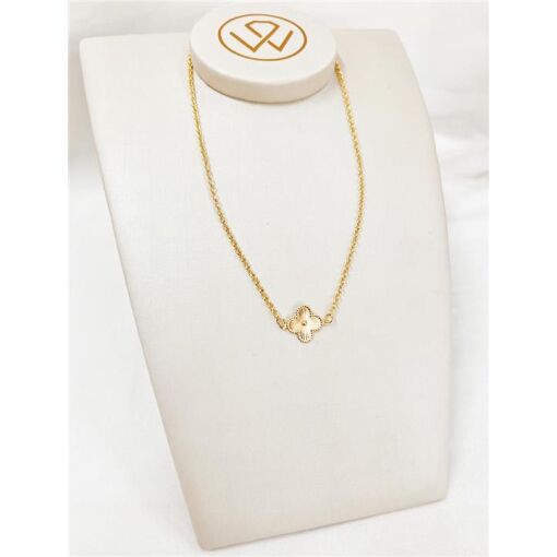 GARG ELOS C/ TREVO DIAMANTADO  FOLHEADO A OURO 18K