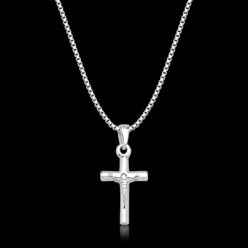 COLAR COR VENEZIANA 50CM CRUZ C/CRISTO PRATA 925