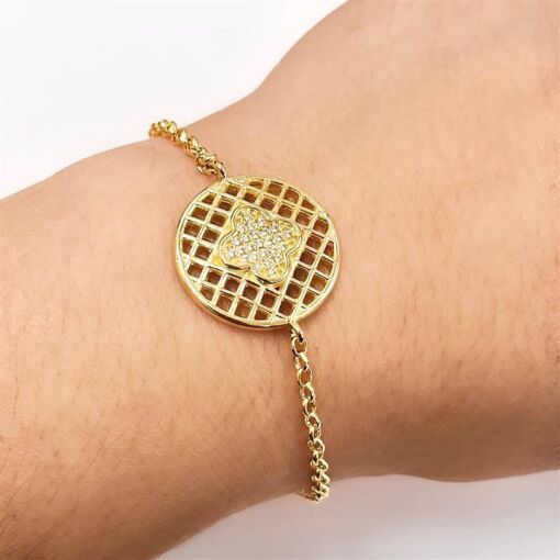 PUL RED VAZ. C/ TREVO CRAV FOLHEADO A OURO 18K