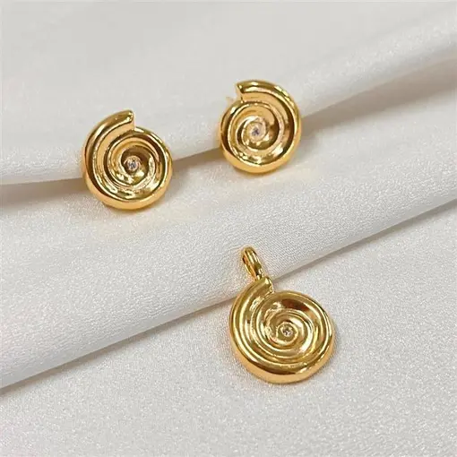 CONJ CARACOL  FOLHEADO A OURO 18K