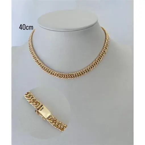 COLAR COR GRUMET DUPLA 8,5MM FOLHEADO A OURO 18K