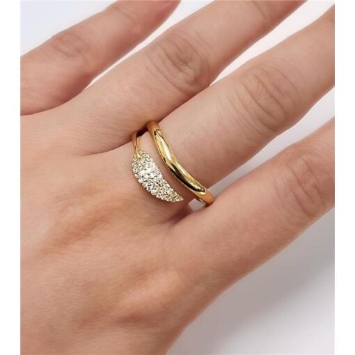 ANEL C/ FOLHA CRAVEJADA  FOLHEADO A OURO 18K