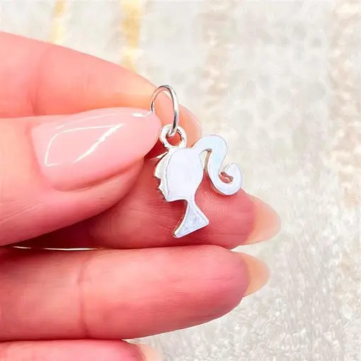 PINGENTE LISO MENINA CABELO AMARRADO PRATA 925