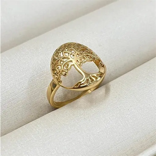 ANEL ÁRVORE DA VIDA  FOLHEADO A OURO 18K