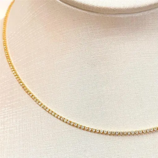 CHOKER ZIRC 1,2MM FOLHEADO A OURO 18K