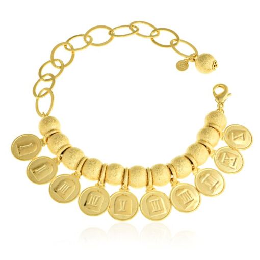 PUL DEZ MANDAMENTOS C/BOLAS CRAQ 8MM FOLHEADO A OURO 18K