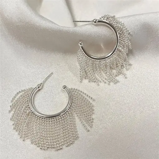 BR ARGOLA 2,5CM FRANJA  FOLHEADO A PRATA