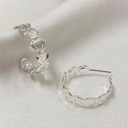 BR ARGOLA 2CM CORAÇÕES  FOLHEADO A PRATA