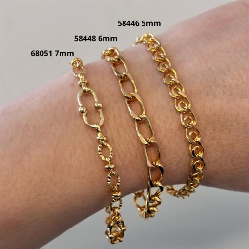 COR ELO OVAL C/ BOL 8,5MM C/ ELOS RISC 5,3MM FOLHEADO A OURO 18K