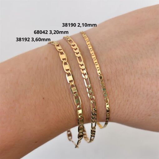 COR FIGARO 3,25MM FLAT RISCO DIAM MEIO FOLHEADO A OURO 18K