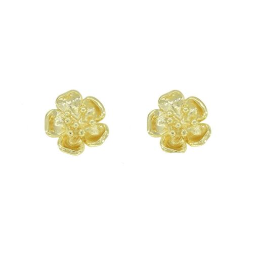 BRINCO FLOR 5 PETALAS  FOLHEADO A OURO 18K