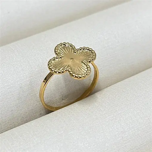 ANEL TREVO 1,5CM  FOLHEADO A OURO 18K