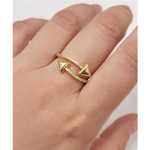 ANEL ABERTO SETAS CRAVEJADAS FOLHEADO A OURO 18K