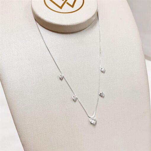 CHOCKER EM PRATA C/5 CORAÇÕES PRATA 925