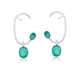 Brinco Ear Cuff Cristais Fusion Cor Turmalina Folheado a Ródio