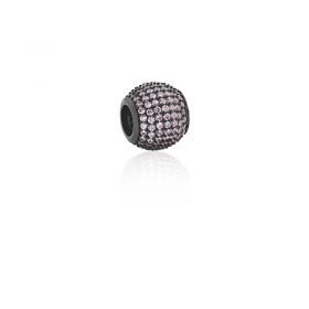 Separador com Zircônias na Cor Rosa Folheado a Ródio Negro