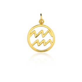 Pingente Signo de Aquário Prata com Banho de Ouro