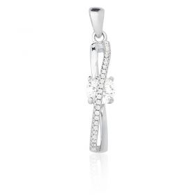 Conjunto Argola e Pingente Cravejado Prata Rodinada