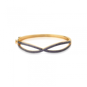 Bracelete Trançado com Zircônias Roxas Folheado a Ouro