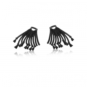 Brinco Ear Hook com Zircônias Negras Folheado a Ródio Negro