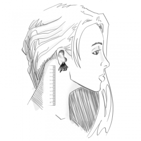 Brinco Ear Hook com Zircônias Negras Folheado a Ródio Negro
