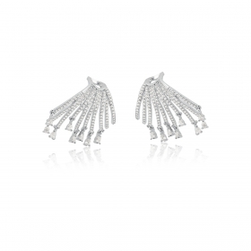 Brinco Ear Hook com Zircônias Brancas Folheado a Ródio