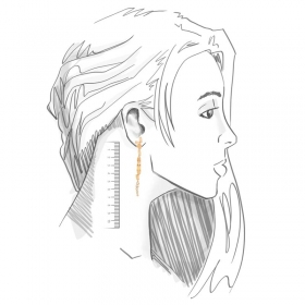 Brinco Ear Cuff Assimétrico Cristais Rutilados Folheado a Ouro